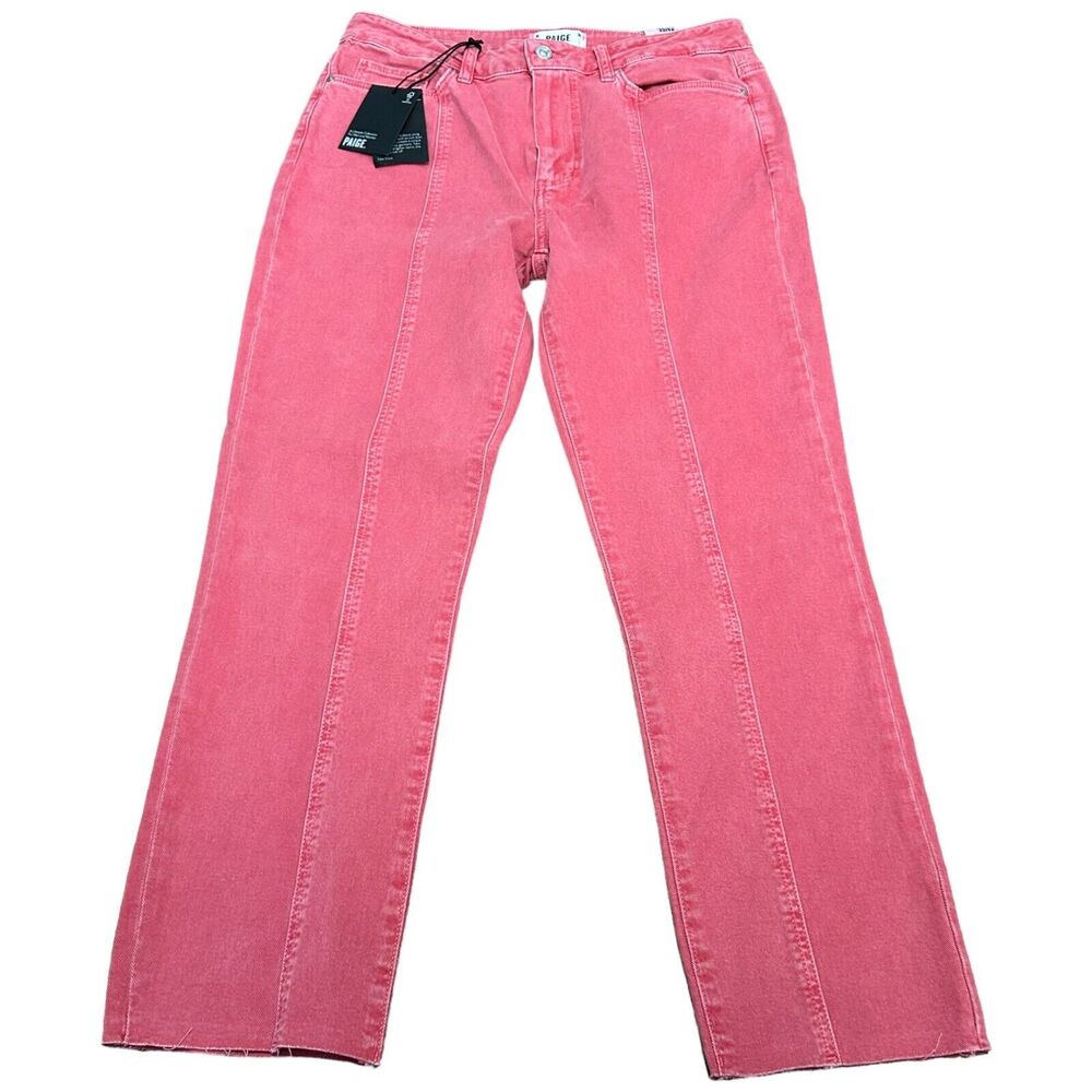 Paige Cindy Jeans Women Size 31 Red Denim Casual High Rise Straight Leg NWT
